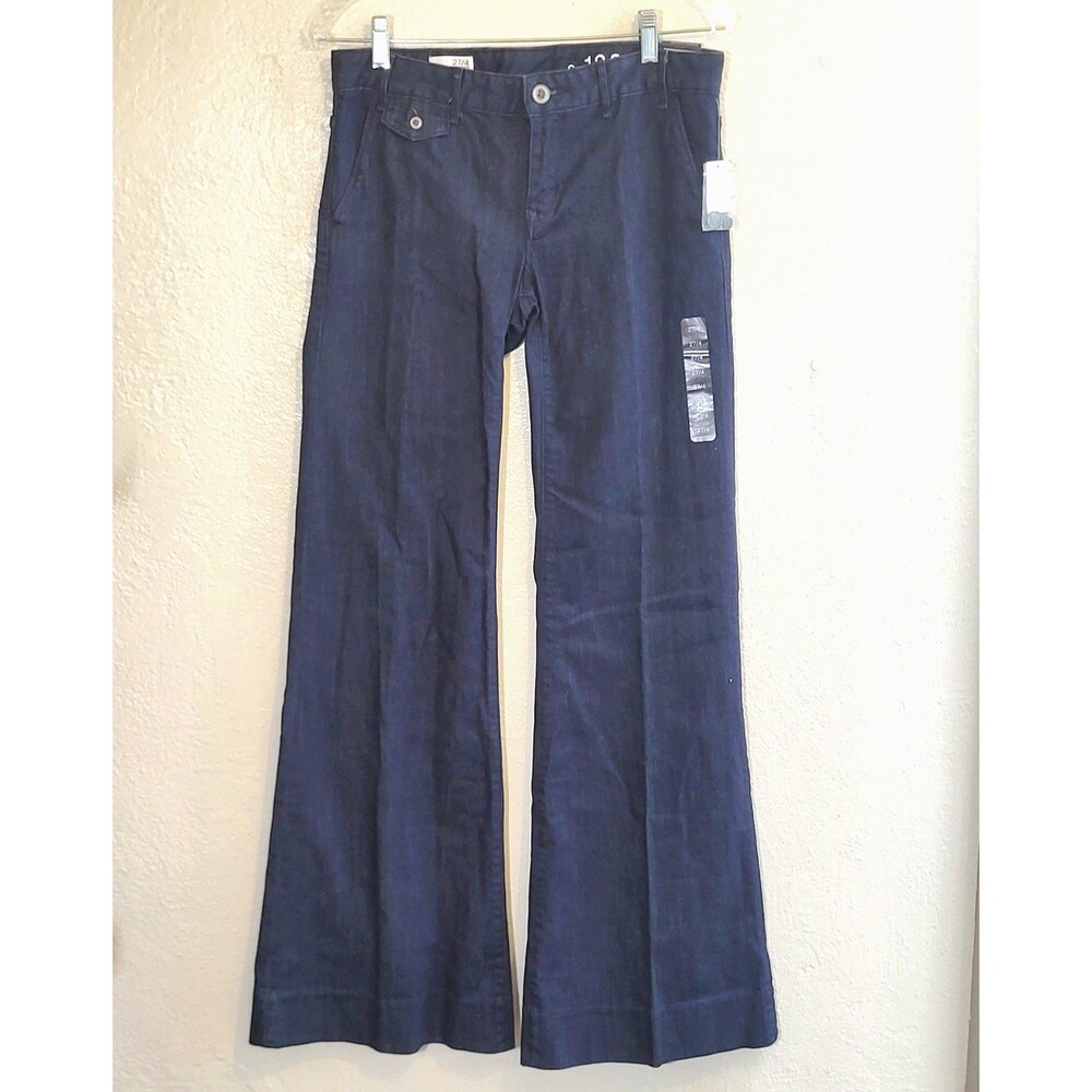 Gap 1969 Long & Lean Trouser Indigo Wide Leg Flare Bell Bottom Denim Womens 27/4